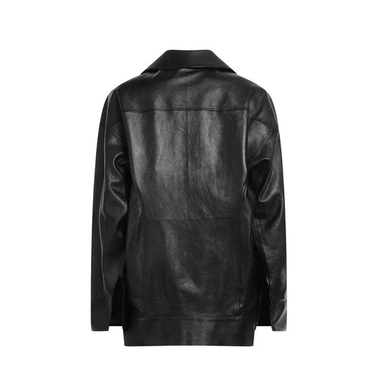 Real Leather Black Coat