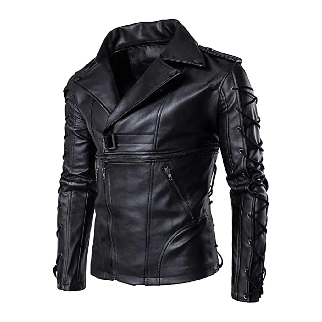 Moto rider Leather Jacket in black