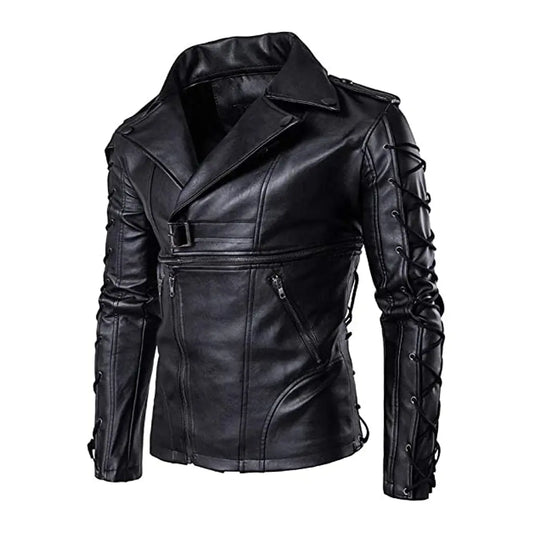 Moto rider Leather Jacket in black