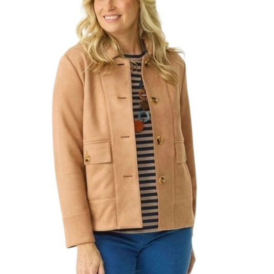 Caramel Suede Button Jacket Women