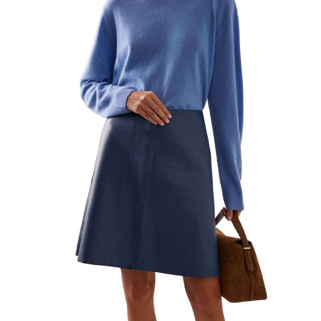 Women's blue leather skirt