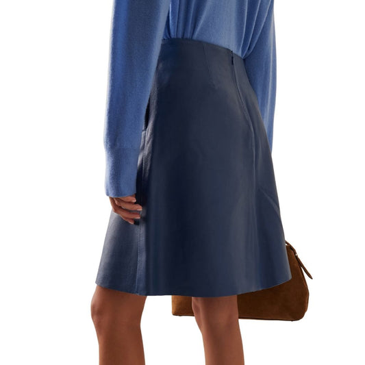 Shop Blue designer Leather Skirts for Women Online back