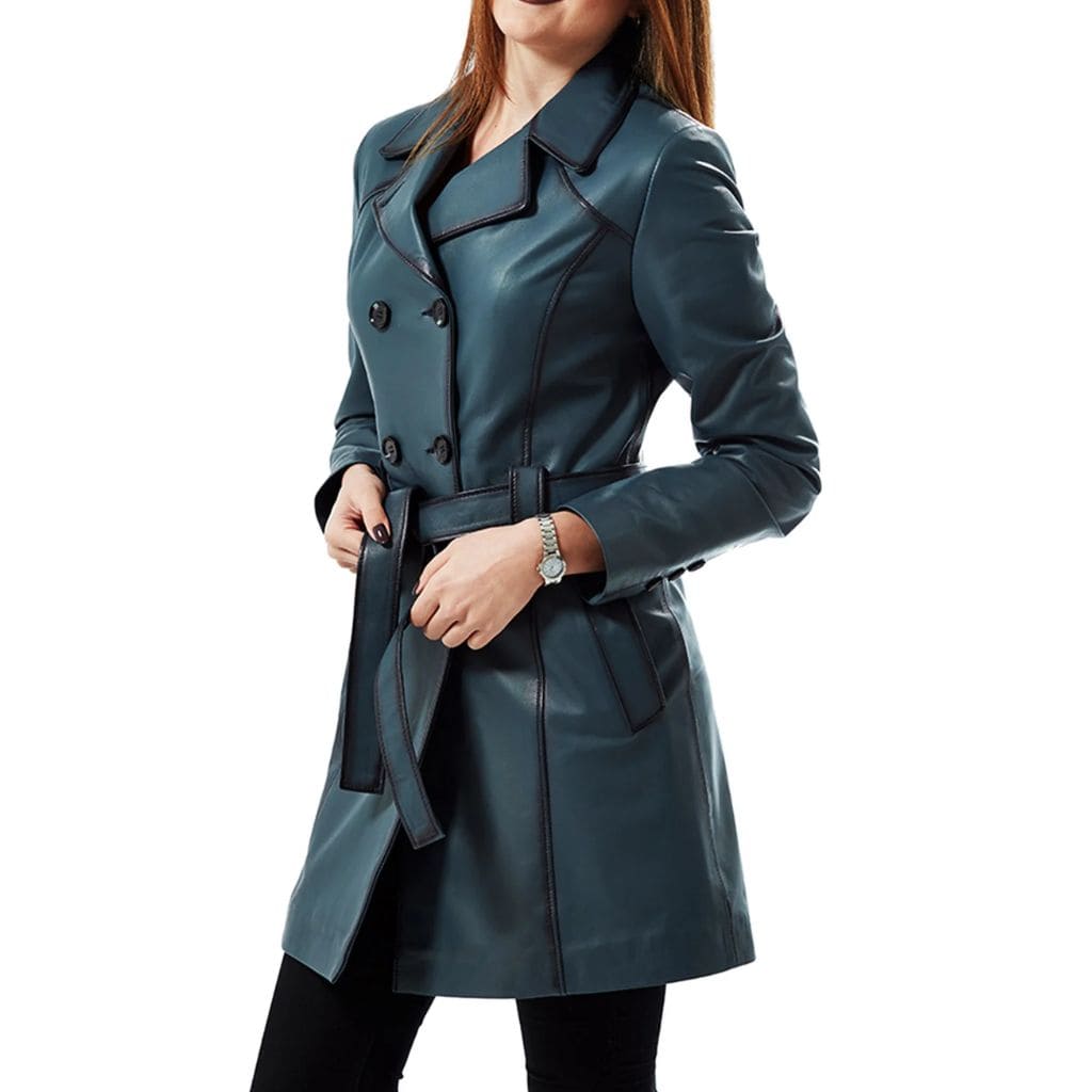 Green leather coat