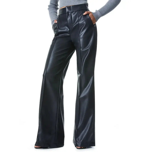 70s Inspire High Waist Wide Leg Faux Leather Pants