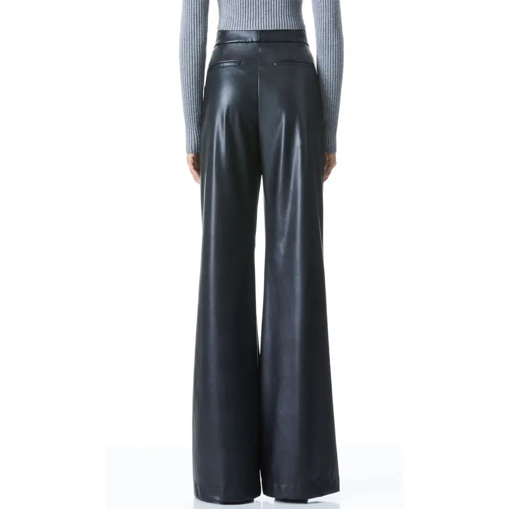 70s Inspire High Waist Wide Leg Faux Leather Pants for womens