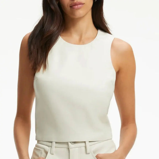 White Leather tank Top