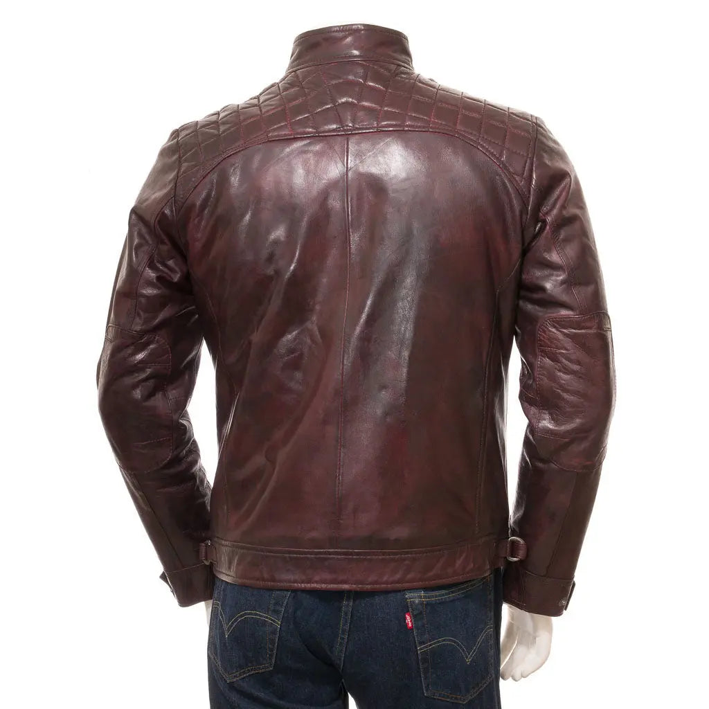 Oxblood Genuine Leather Men's Biker Jacket for mens