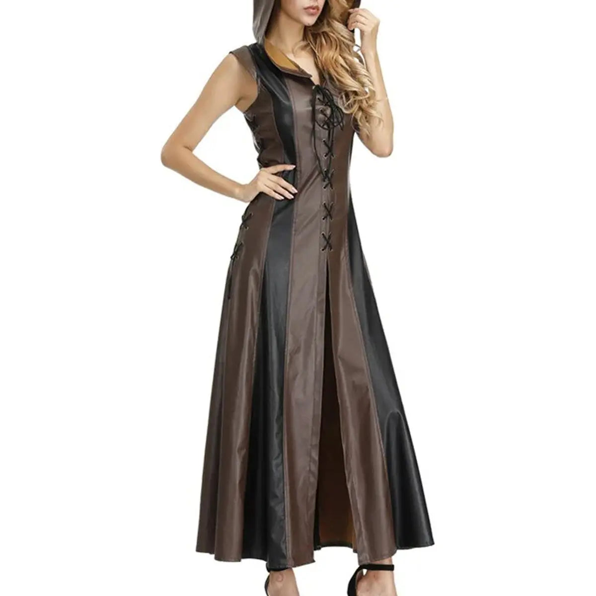Medieval Sexy Hooded Slit Halloween Warrior Archer Cosplay Gown! - Image #4
