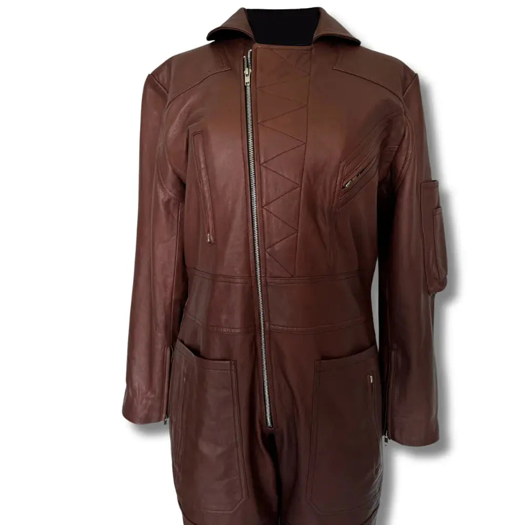 Mens Brown leather jumpsuit Australia