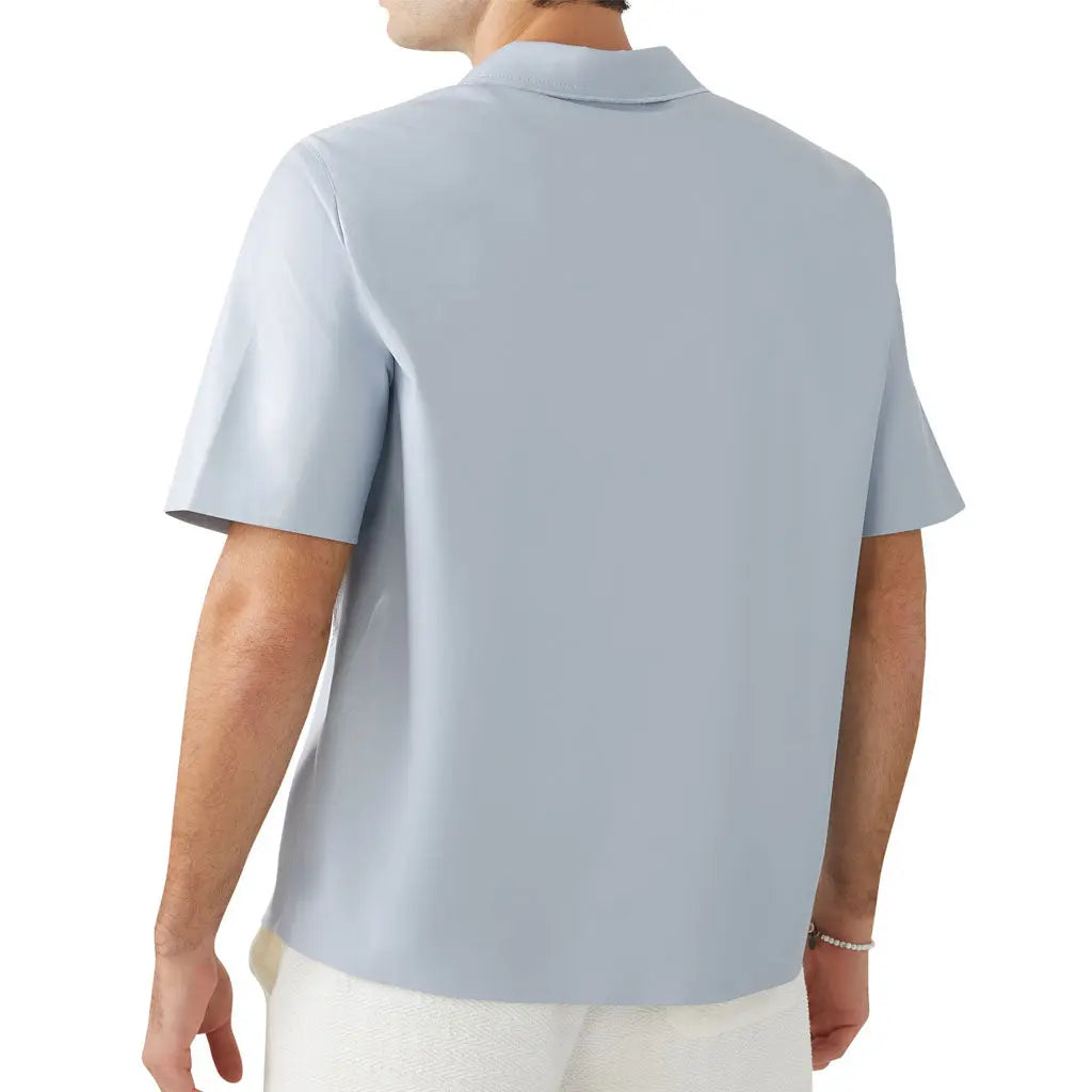 Summer Light Blue Leather Shirt - Image #3