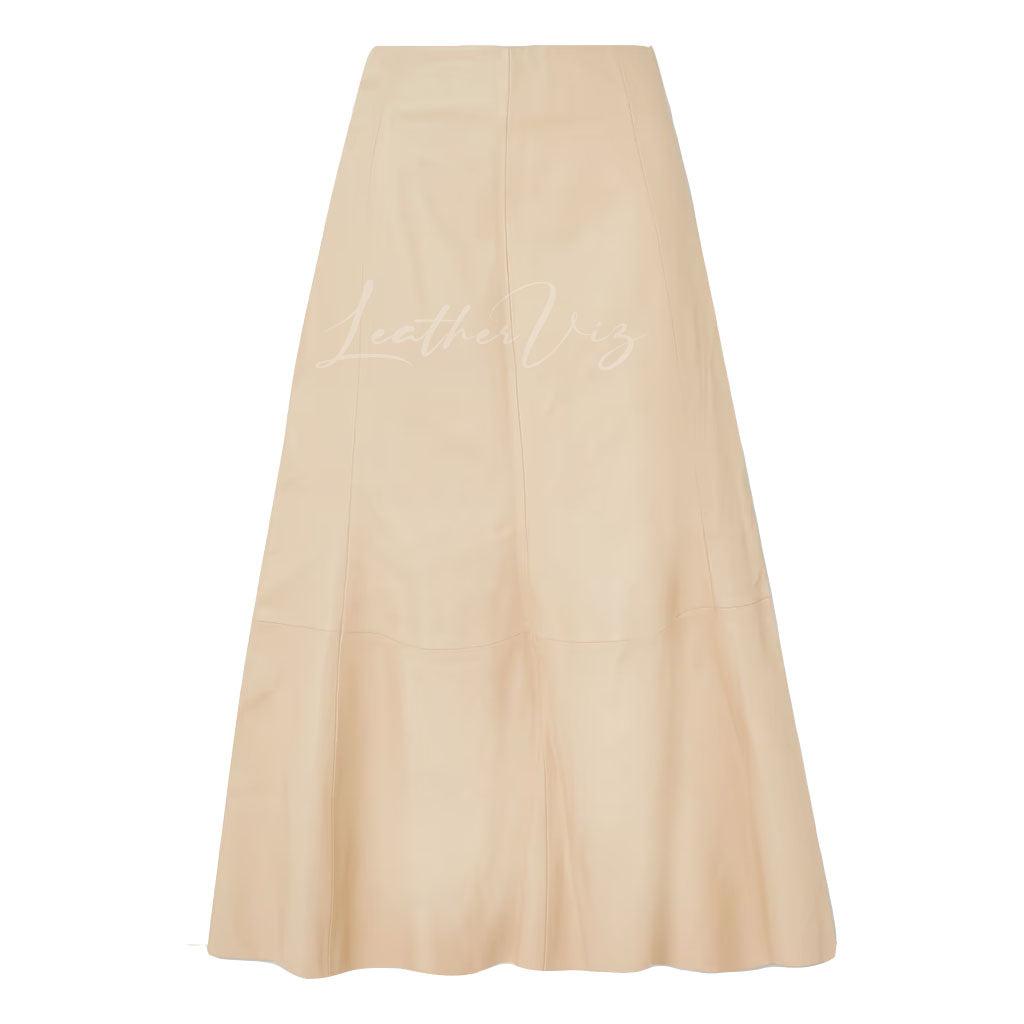 Stylish midi leather skirt