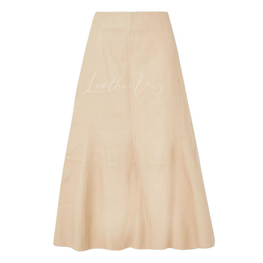 Stylish midi leather skirt