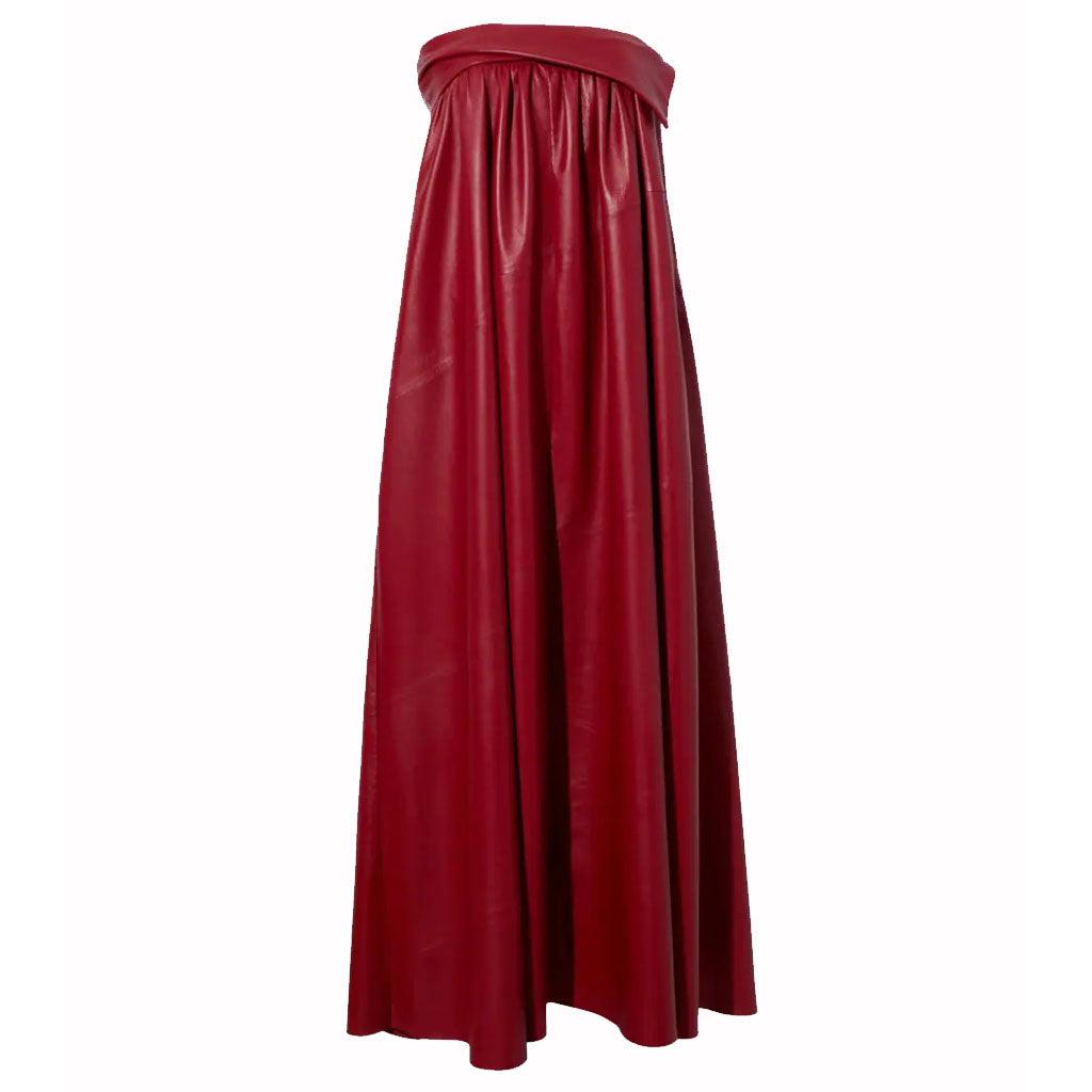 Faux Leather Strapless Red Leather Gown