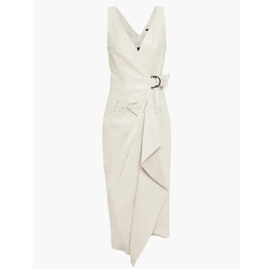White leather dress for bridesmaid