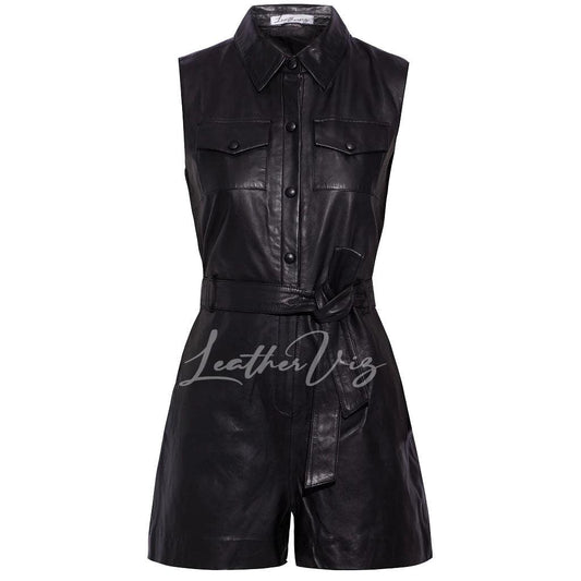 Mini Leather Playsuit For Women