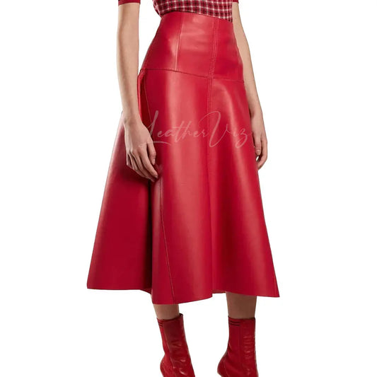 Flared Paneled leather skirt