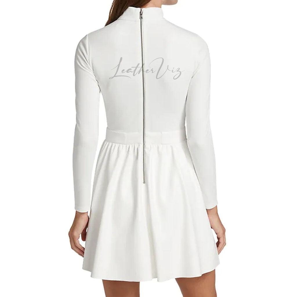 HIGH COLLAR LEATHER SKATER BRIDAL DRESS - Image #4