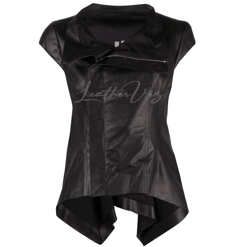 ASYMMETRIC DESIGN HALLOWEEN SPECIAL WOMEN LEATHER TOP - Image #3