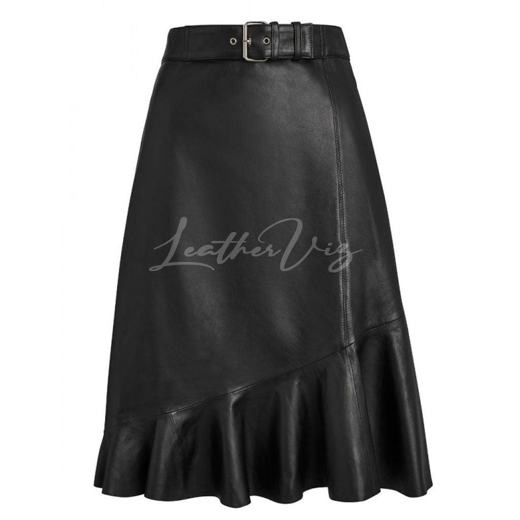 BLACK LEATHER SKIRT FOR WOMEN