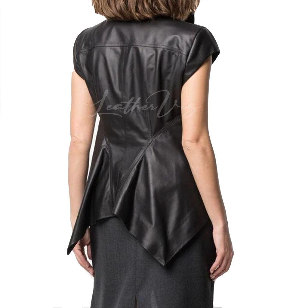 ASYMMETRIC DESIGN HALLOWEEN SPECIAL WOMEN LEATHER TOP - Image #4