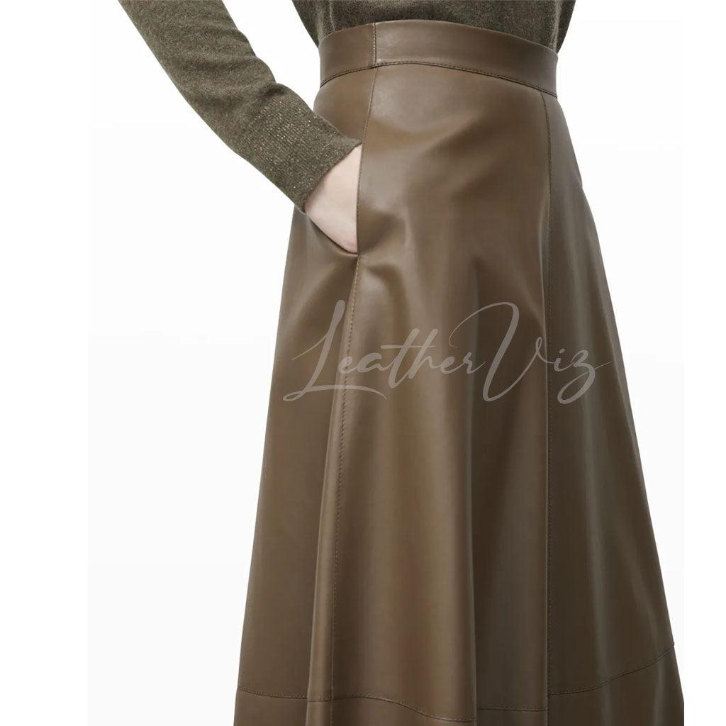 Maxi leather skirt