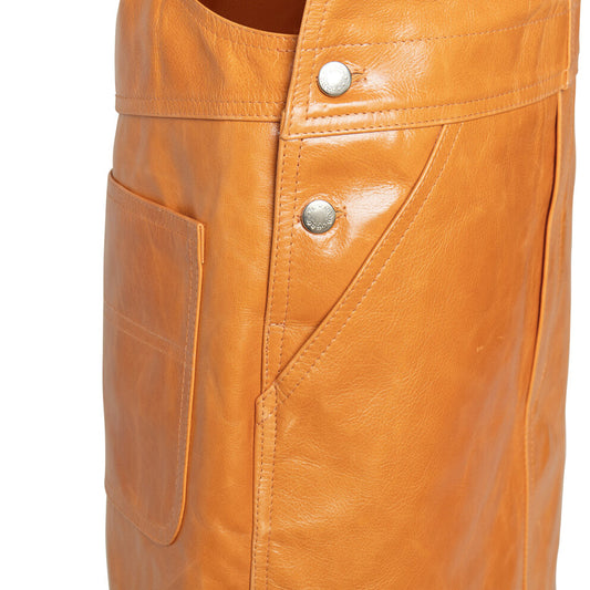 A-Line Fit Women Leather Dungaree Dress