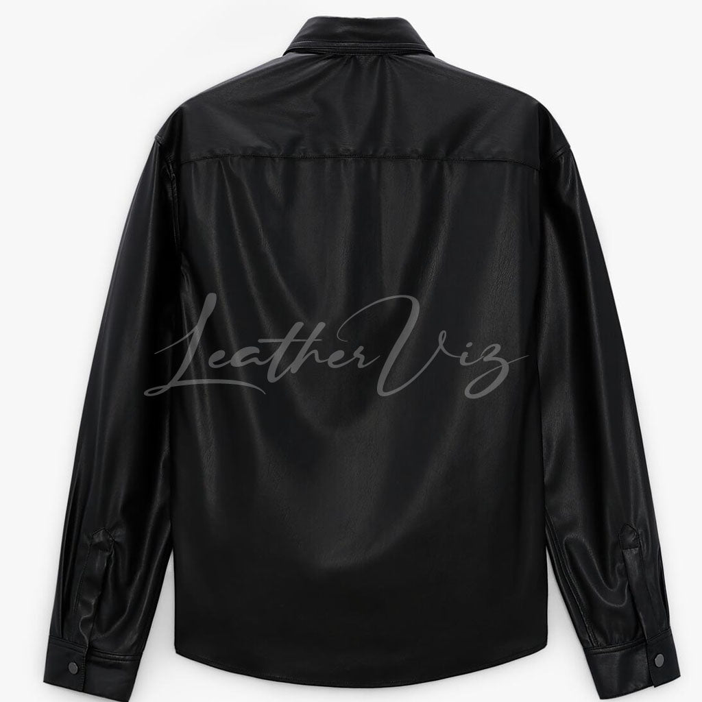 CLASSIC STYLE LEATHER OVERSHIRT FOR MEN