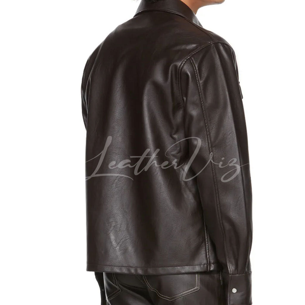 Corporate Style Leather Shirt For Men