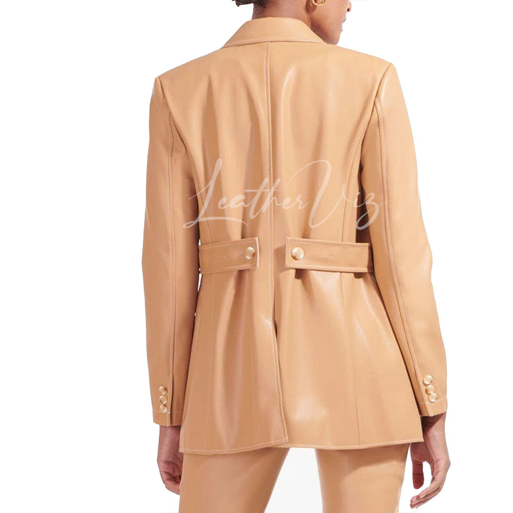 CORPORATE STYLE TAILOR MADE WOMEN LEATHER BLAZER