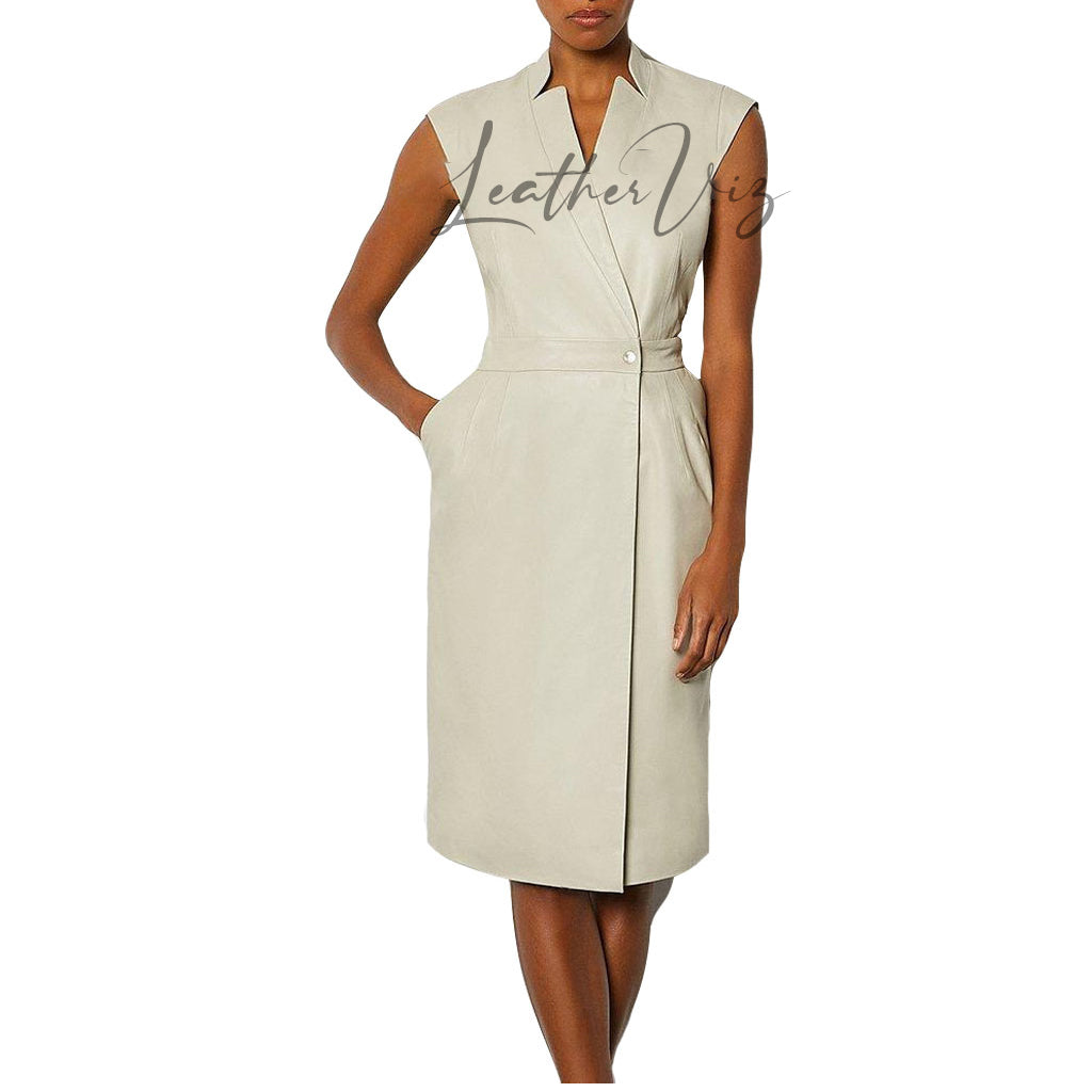 Corporate Style Wrap Leather Dress