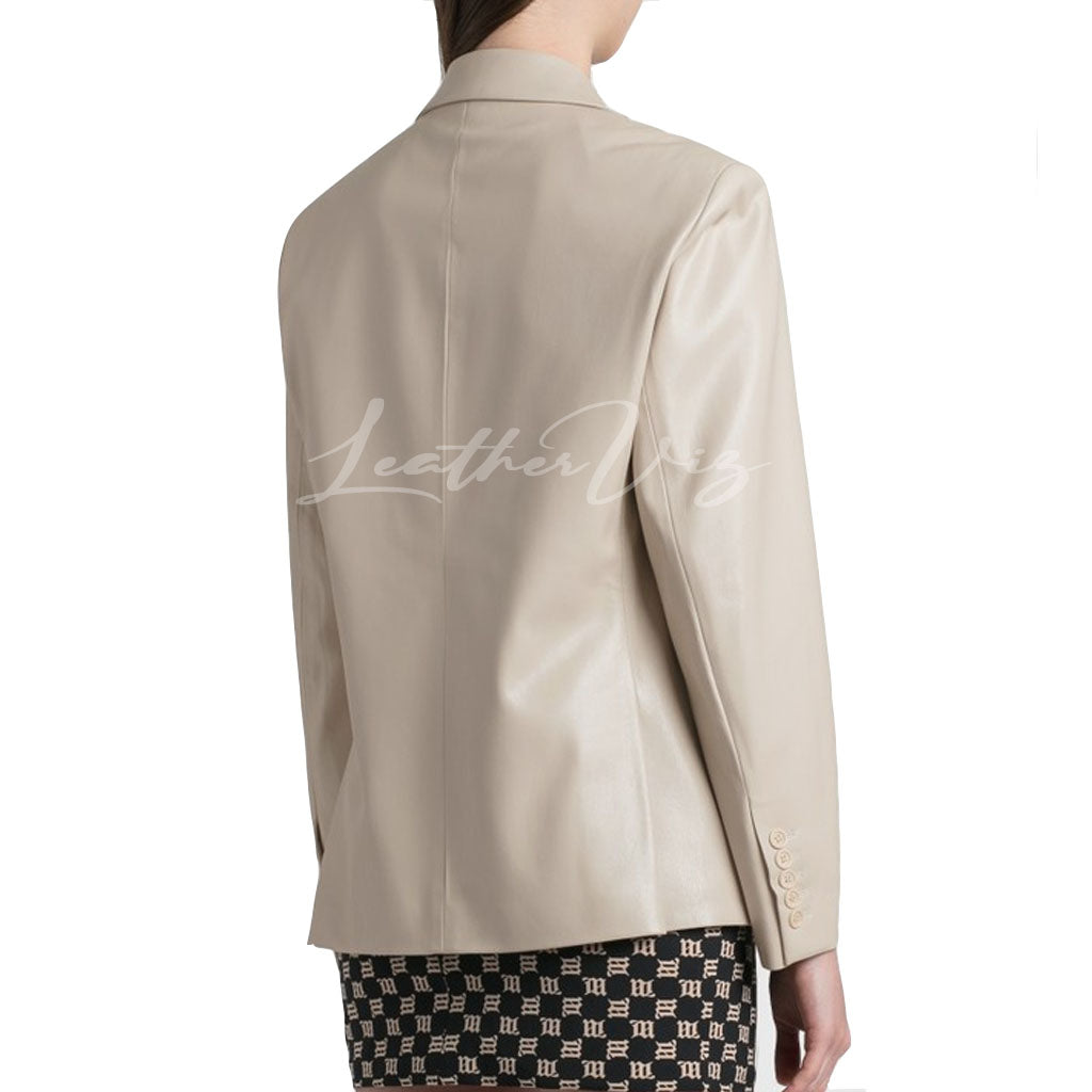 DOUBLE BREASTED WOMEN LEATHER BLAZER