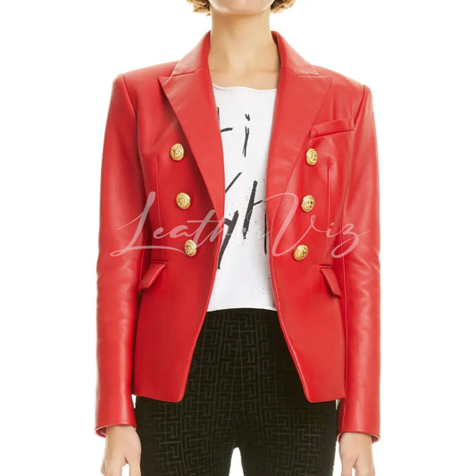 Professional women’s blazer In Red Leather
