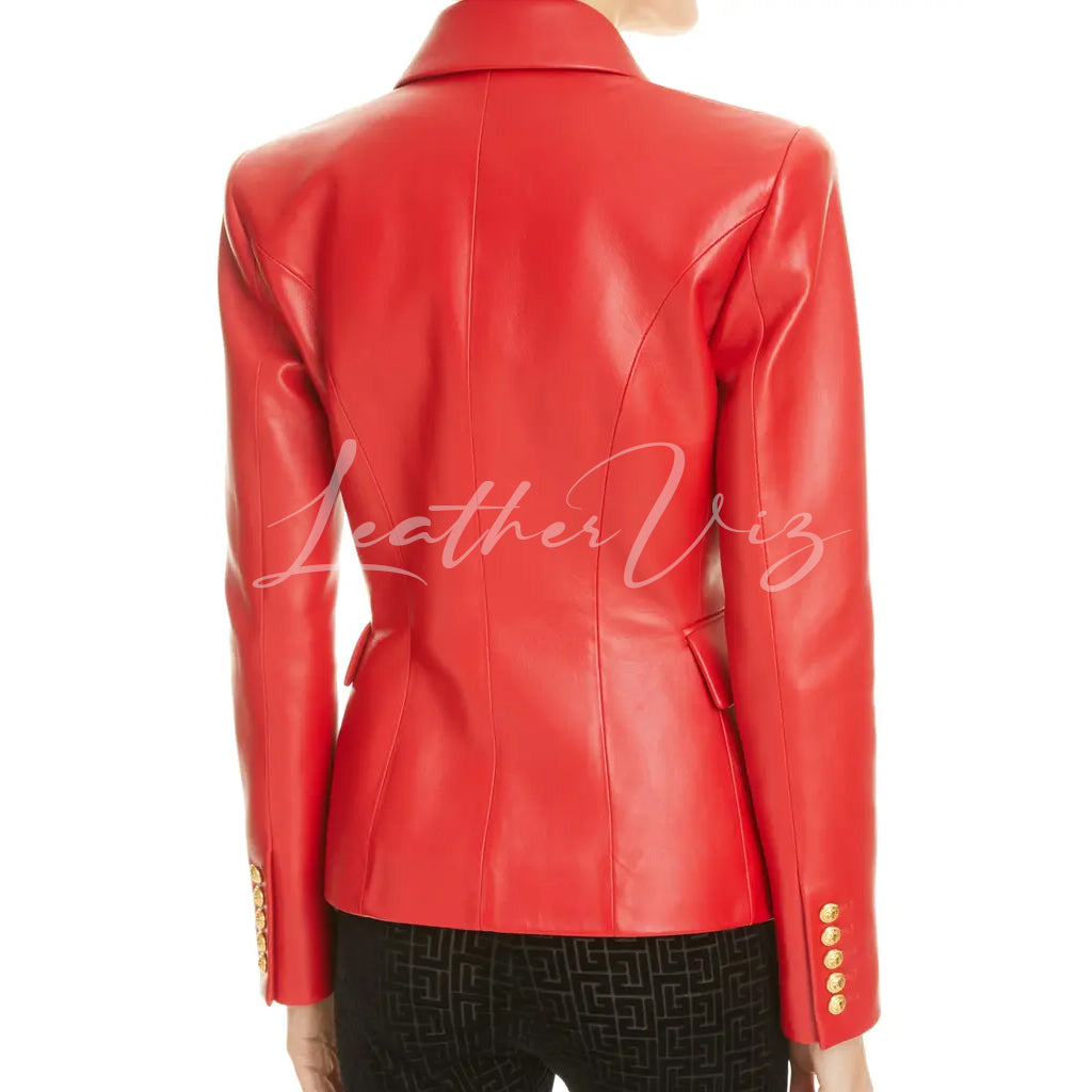 Long sleeve leather blazer women Australia