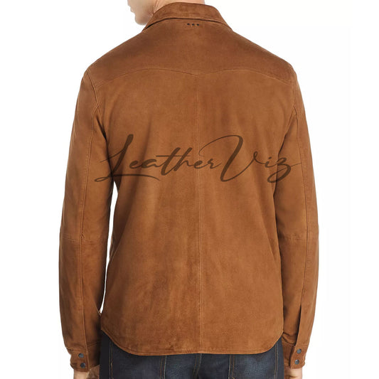 FLAP POCKETS MEN SUEDE LEATHER JACKET