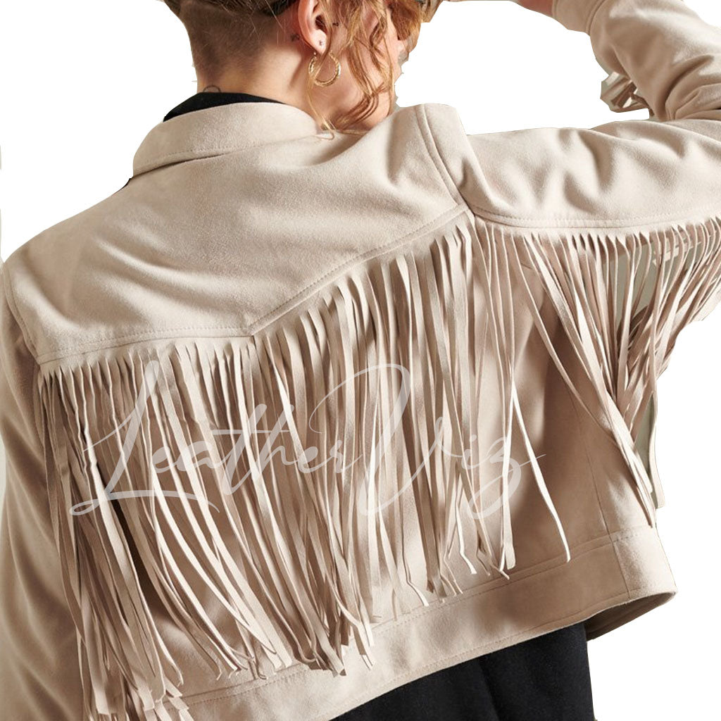 Fringe Detailing Women Leather Jackets