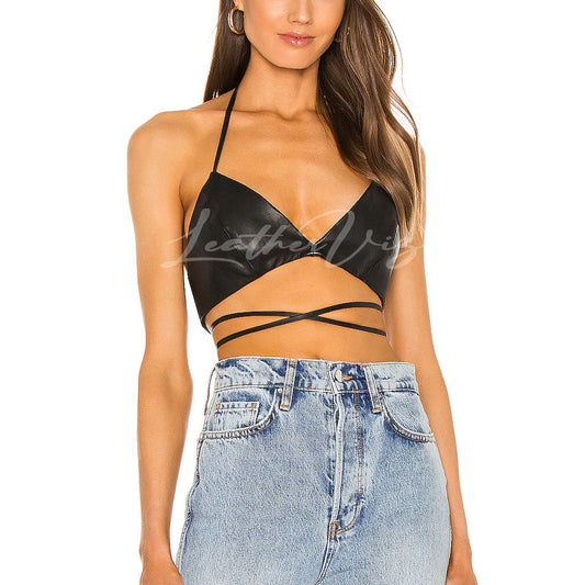 HALTERNECK SEXY HOT LEATHER BUSTIER