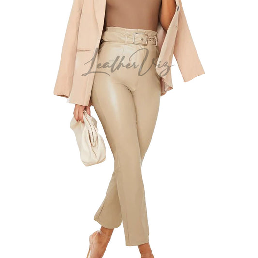 HIGH WAIST WOMEN LEATHER TROUSERS