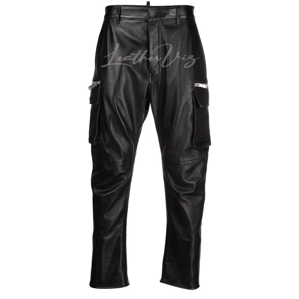 MEN LEATHER CARGO PANT