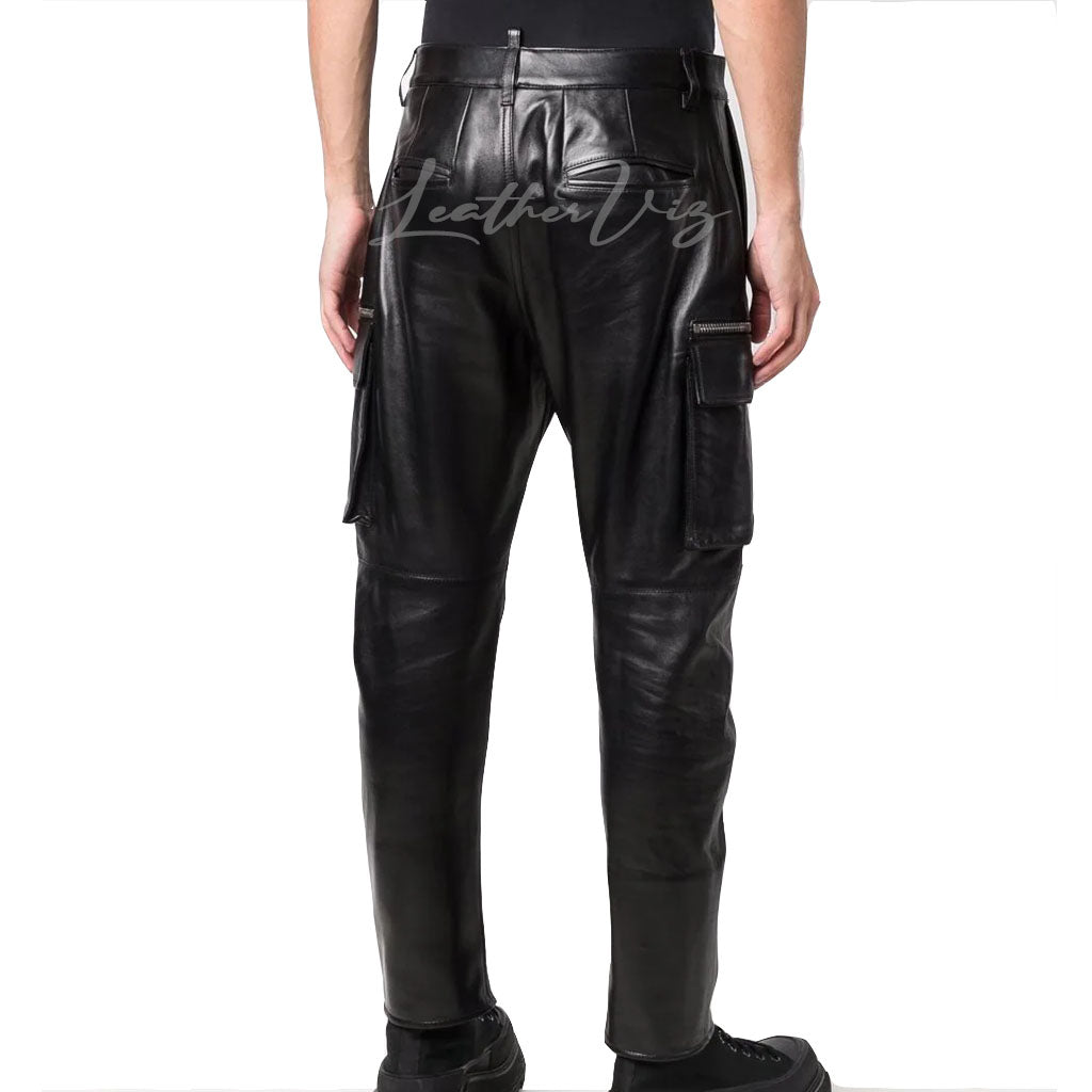 MEN LEATHER CARGO PANT