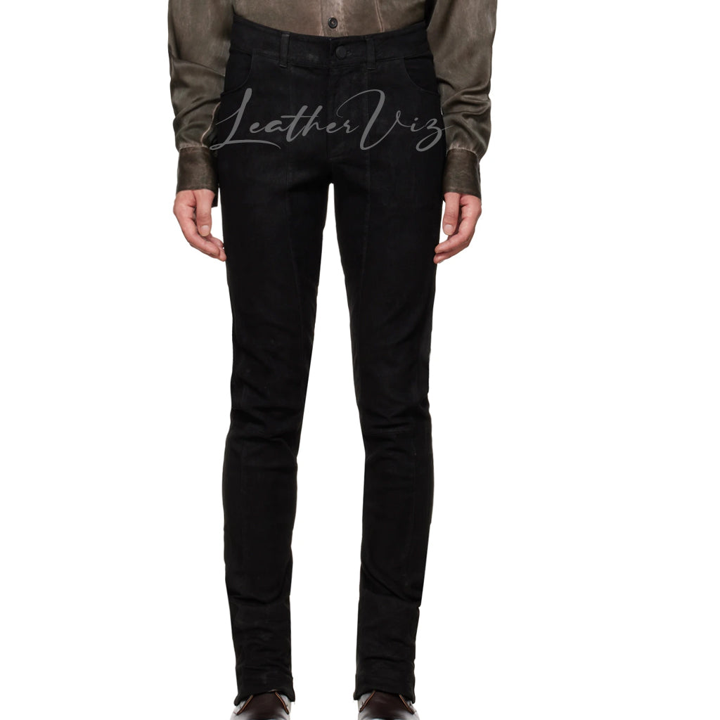 MEN OFFICE WEAR SUEDE LEATHER TROUSERS