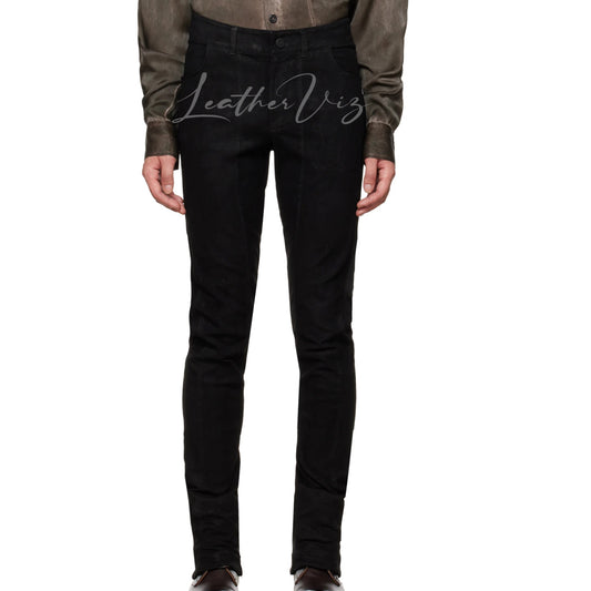 MEN OFFICE WEAR SUEDE LEATHER TROUSERS