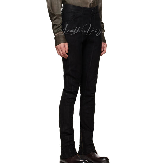 MEN OFFICE WEAR SUEDE LEATHER TROUSERS