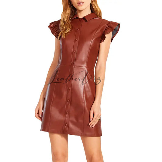 Brown Leather Mini dress