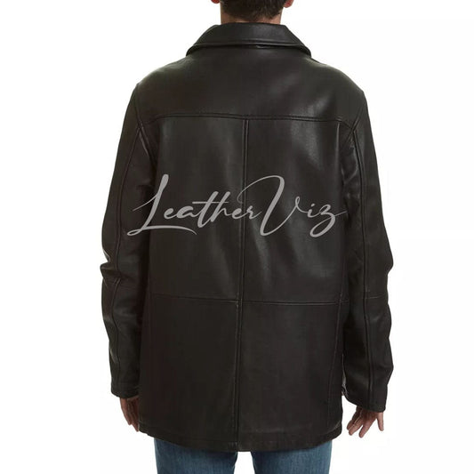 NOTCH COLLAR MEN LEATHER CAR COAT
