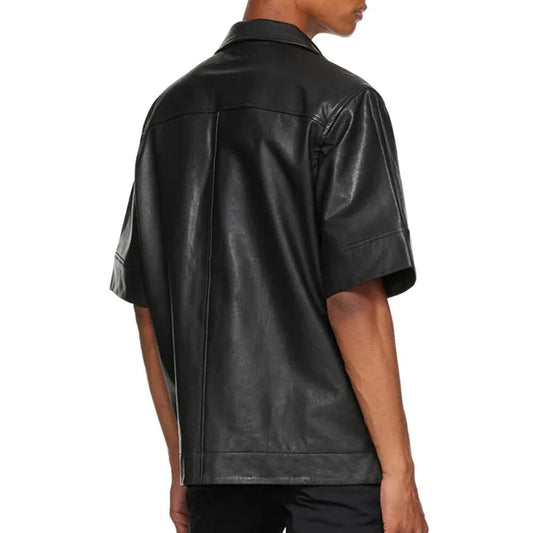 black leather shirt for men