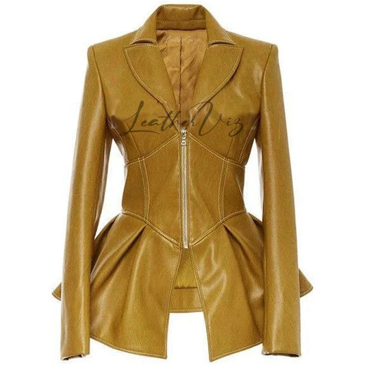 Peplum Style Women Gothic Leather Jacket