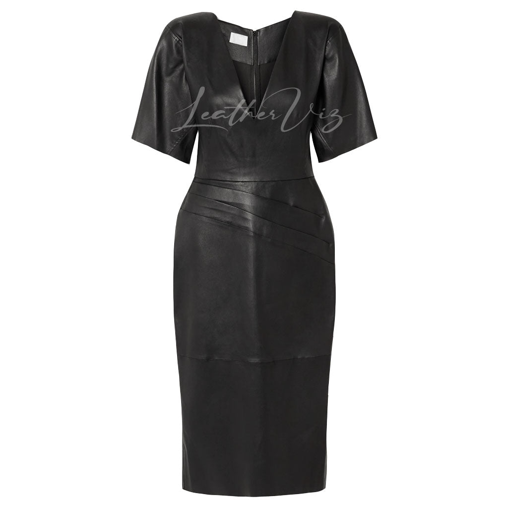 Modern Paneled detailing leather dress