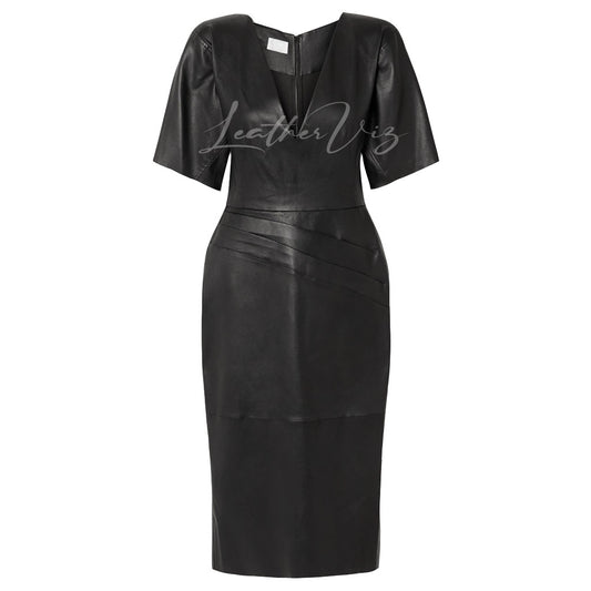 Modern Paneled detailing leather dress