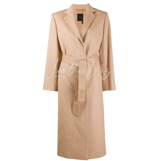 Suede Leather Trench Coat For Women