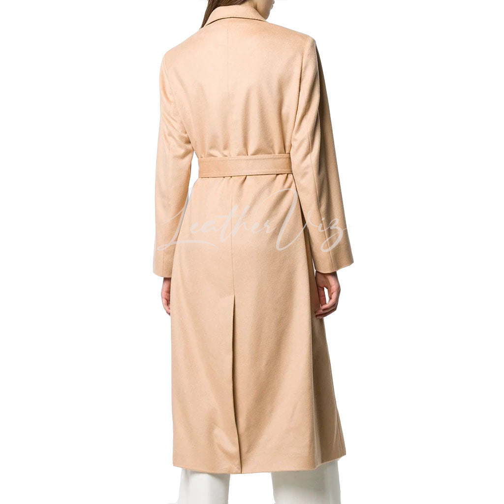 Women Suede Leather Trench Coat